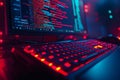 A colorful code on a computer screen at night, perfect for teaching technology, programming, and cybersecurity Royalty Free Stock Photo