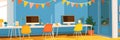 Colorful Coding Bootcamp for Kids Featuring Modern Workspace and Minimal Design Elements Royalty Free Stock Photo
