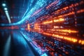 Colorful coding symbols create futuristic tech platform. Digital innovation visual. Modern tech solution for automation,