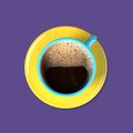 Colorful coffee cup on a purple background