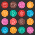 Colorful coffee thin line vector icons set Royalty Free Stock Photo