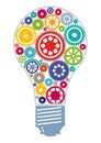 Colorful cogs in light bulb Royalty Free Stock Photo