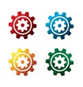 Colorful cogwheel icons on white background. isolated gear icons. eps8.
