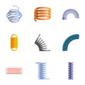 Colorful coil icon set, cartoon style Royalty Free Stock Photo