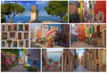 A colorful collage of beautiful places in cozy and quiet town Rovinj Royalty Free Stock Photo