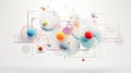A colorful collage of circles and line on a white background, arranged in a playful generative ai Royalty Free Stock Photo