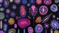 A colorful collage of euglenoids showcasing the diversity of shapes and sizes within this group of unicellular organisms