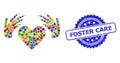 Grunge Foster Care Seal and Colored Mosaic Handmade Love