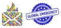 Scratched Global Emergency Stamp Seal and Colored Mosaic Hot Mail