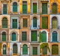 Colorful collage made of green doors from Rome