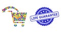 Grunge Life Guarantee Stamp Seal and Multicolored Mosaic Refund Shopping Order Royalty Free Stock Photo