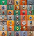 Colorful collage of a variety of knockers and handles on ancient doors