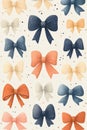 Colorful collection of bows in various sizes and patterns featuring orange, blue, red, and white shades on a light Royalty Free Stock Photo