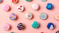 Colorful collection of decorative buttons on pink background Royalty Free Stock Photo