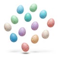 Colorful collection of decorative speckled easter eggs arranged in a circular pattern Royalty Free Stock Photo