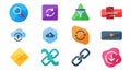 Colorful collection of diverse user interface flat vector design icons. Royalty Free Stock Photo