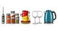 Kitchen Utensils and Appliances Vector Illustration Set Royalty Free Stock Photo