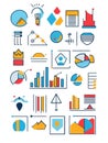 Colorful collection of geometric shapes and data visualizations for presentations and reports. Generative AI Royalty Free Stock Photo