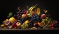 A colorful collection of ripe, fresh fruit on a wooden table generated by AI Royalty Free Stock Photo