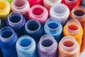 A Colorful Collection of Textile Threads Displayed in Conical Spools, Offering a Vibrant Palette for Creative Sewing and Crafting Royalty Free Stock Photo
