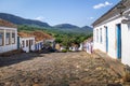 Colorful colonial houses and cobblestone street - Tiradentes, Minas Gerais, Brazil Royalty Free Stock Photo