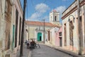 Colorful colonial houses in the streets of the old charming town of Camaguey, Cuba UNESCO Heritage