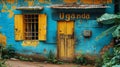 Colorful colonial houses in Uganda Royalty Free Stock Photo