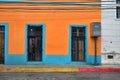 Colorful colonial style buildings at street of Merida city Royalty Free Stock Photo