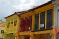 Colorful colonial windows in Little India, Singapore