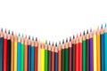 Colorful color pencil arranged in diagonal line on white background Royalty Free Stock Photo