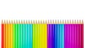 Colorful color pencil in a row isolated on white background - 3D Illustration Royalty Free Stock Photo