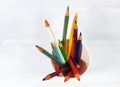 Colorful color pencils in a cup Royalty Free Stock Photo