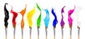 Colorful color splash paintbrush row