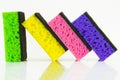 Colorful colored sponges on a white background