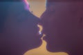 Colorful colors kiss couple two people head face Royalty Free Stock Photo