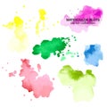 Colorful colors watercolor paint stains backgrounds set Royalty Free Stock Photo