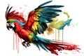 Colorful colorwater drawing Macaw bird background. ai generated Royalty Free Stock Photo