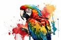 Colorful colorwater drawing Macaw bird background. ai generated Royalty Free Stock Photo