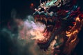 Colorful colourful Chinese magical ghost spirit style dragon roaring