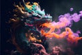 Colorful colourful Chinese magical ghost spirit style dragon roaring