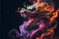 Colorful colourful Chinese magical ghost spirit style dragon roaring