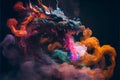 Colorful colourful Chinese magical ghost spirit style dragon roaring