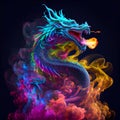 Colorful colourful Chinese magical ghost spirit style dragon roaring