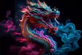 Colorful colourful Chinese magical ghost spirit style dragon roaring