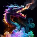 Colorful colourful Chinese magical ghost spirit style dragon roaring