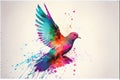 Colorful colourful dove of peace bird watercolor illustration