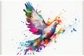 Colorful colourful dove of peace bird watercolor illustration