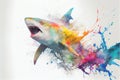 Colorful colourful shark watercolorillustration