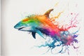 Colorful colourful shark watercolorillustration