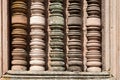 colorful column details at ancient stone temple in Burirum Thailand Royalty Free Stock Photo